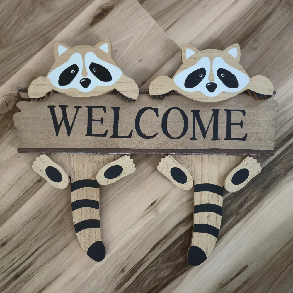 Raccoon Welcome Sign